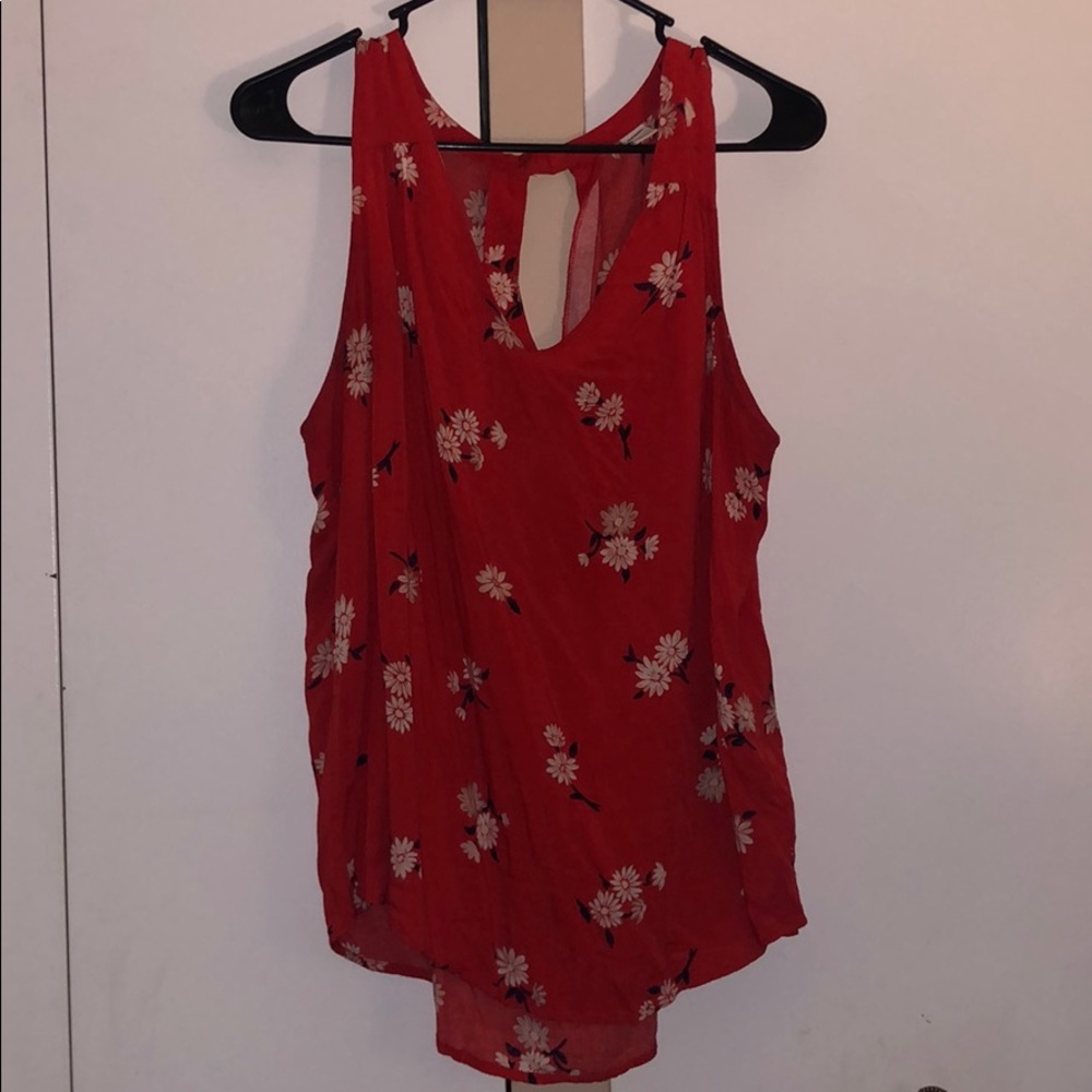 old navy floral print keyhole back top
